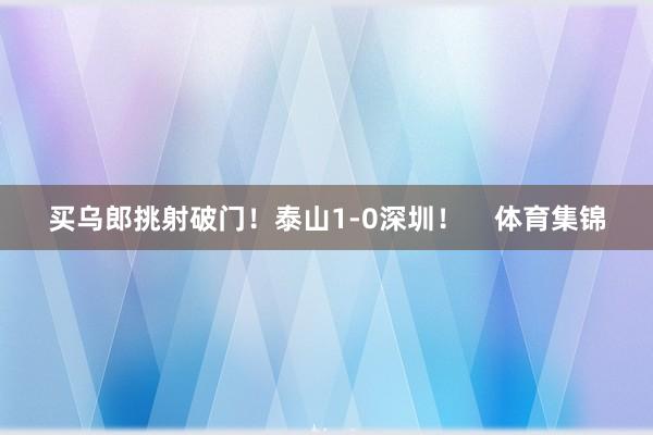 买乌郎挑射破门！泰山1-0深圳！    体育集锦